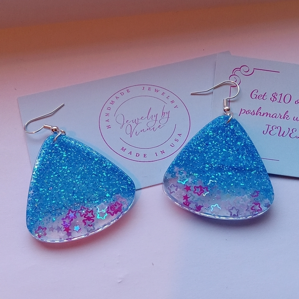 Winter Nights Hand Crafted Triangle Earrings